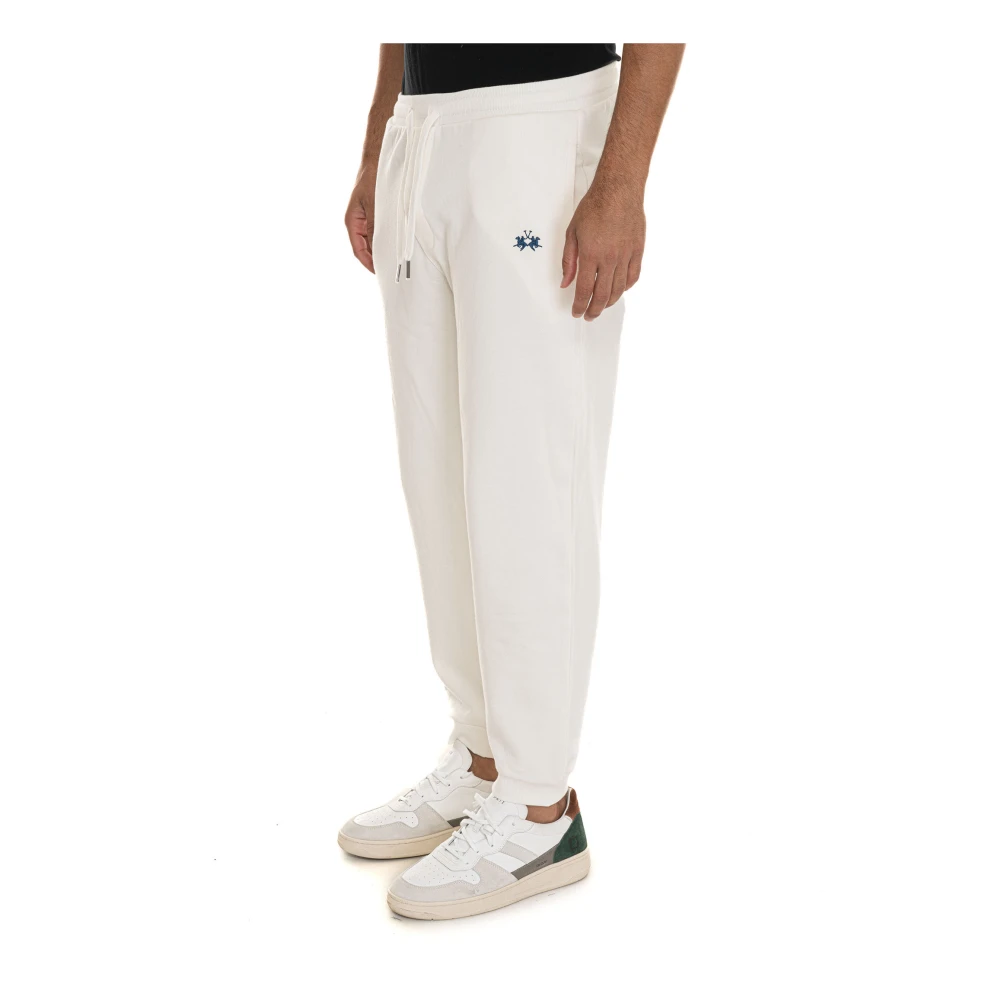 LA MARTINA Fleece trekkoordbroek met zijlogo White Heren