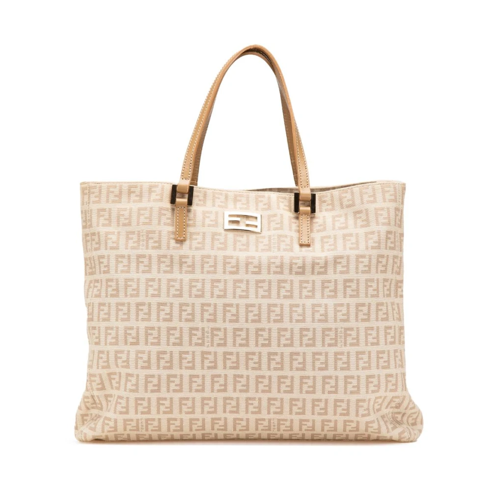 Fendi Vintage Women's Brown Vintage Tote Bags, One Size, Pre-Owned Zucchino Canvas Tote