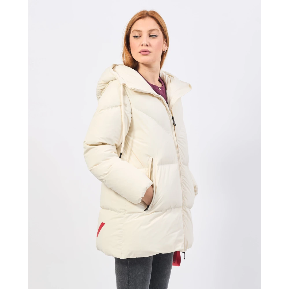 Afterlabel Witte Stretch Nylon Puffer Jas White Dames