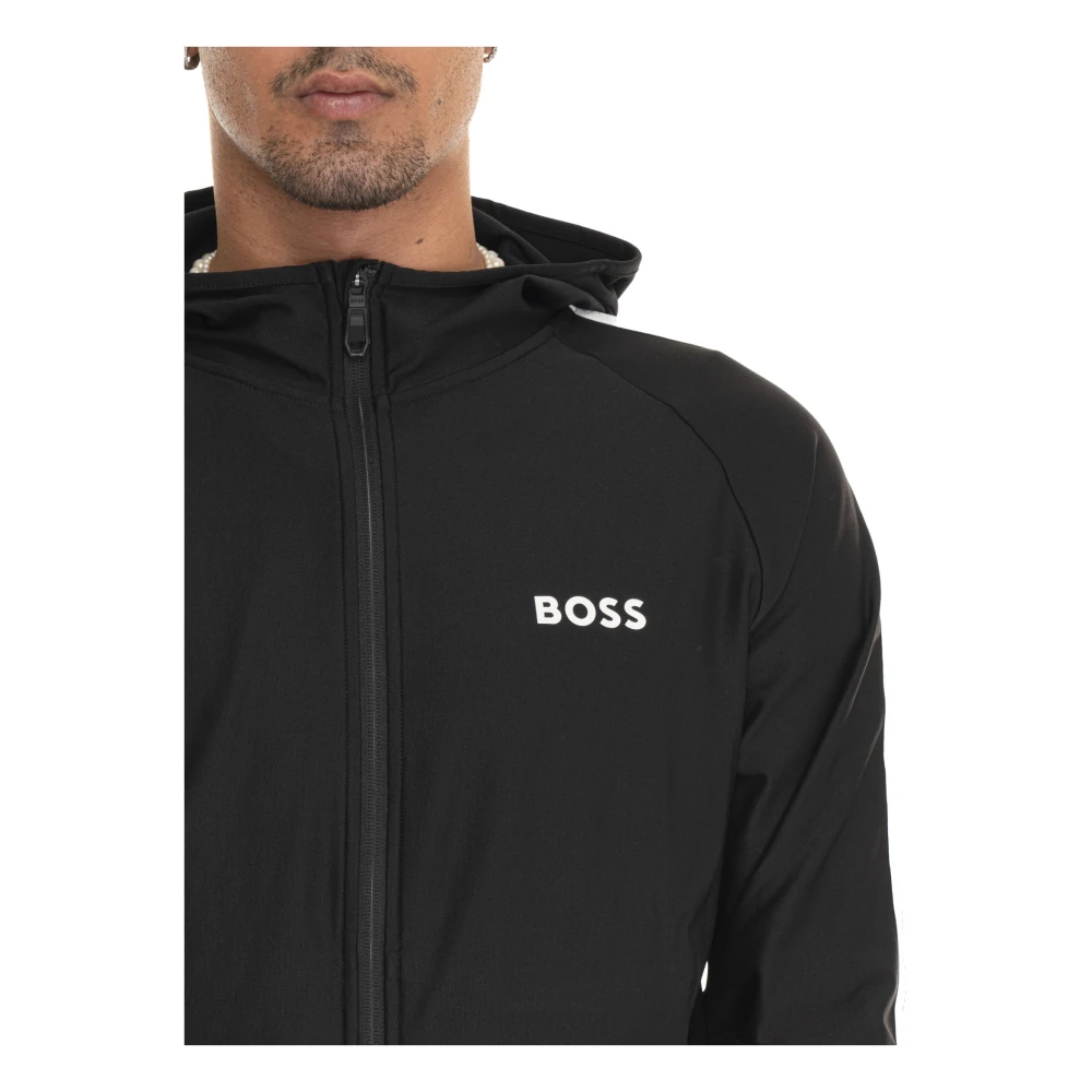 Boss High-Tech Hoodie met Rits Black Heren