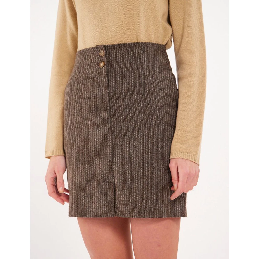 Ines De La Fressange Paris Moderne wollen rok met stijlvolle details Brown Dames
