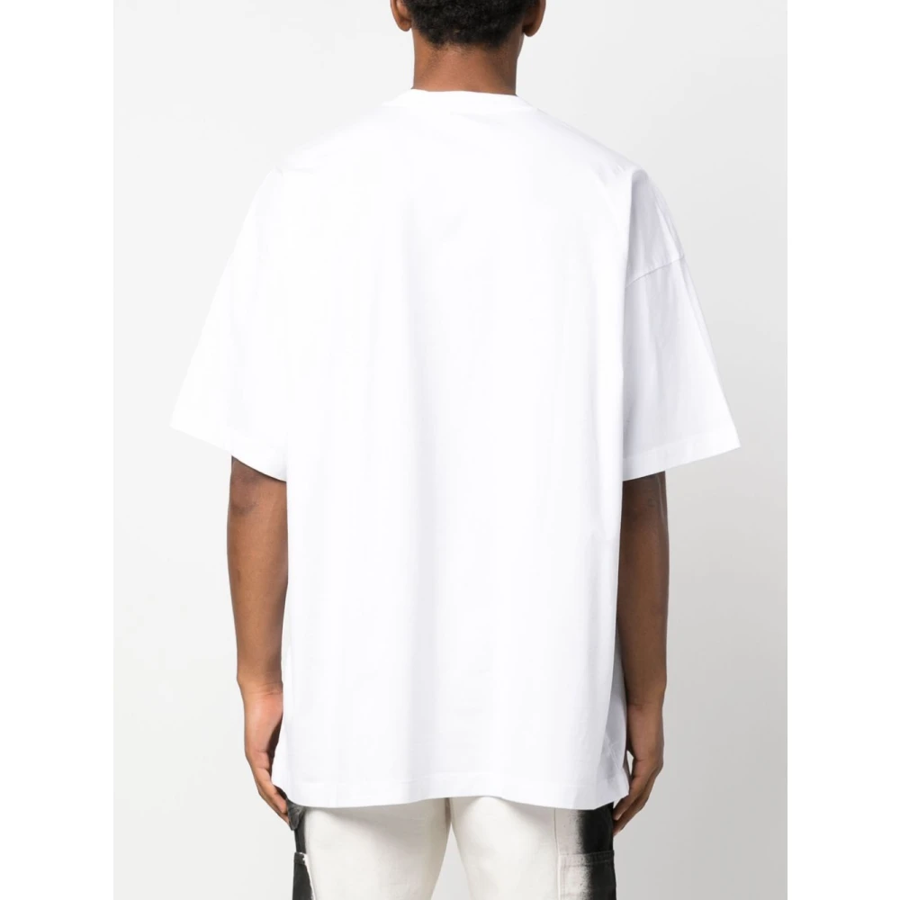 Off White Logo-Print Katoenen T-Shirt White Heren