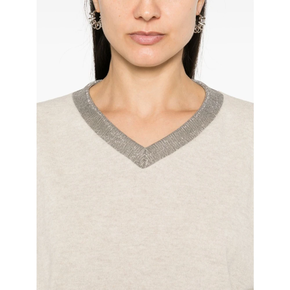 BRUNELLO CUCINELLI Casual Gestreept Jersey T-shirt Beige Dames