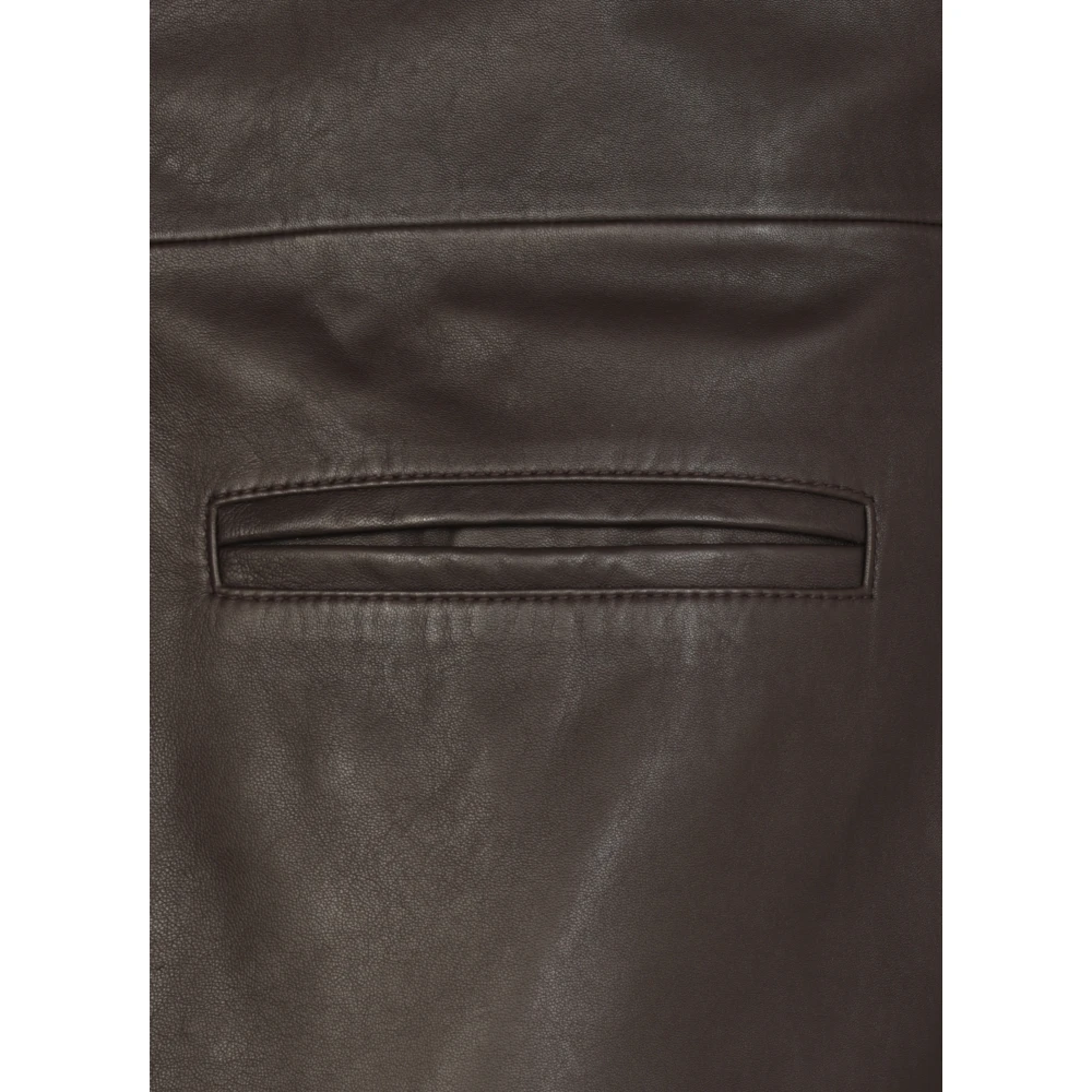 Antonelli Firenze Bruine leren jas met reverskraag Brown Dames