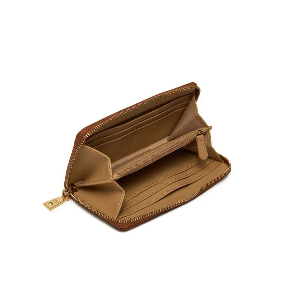 Love Moschino Bruine Portemonnee met Ritssluiting en Metalen Logo Brown Dames