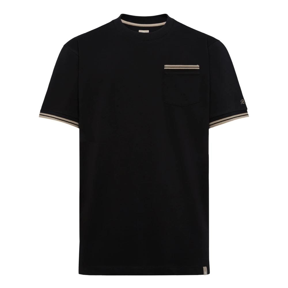 Boggi Milano Biologisch katoenen T-shirt met mengvezels Black Heren