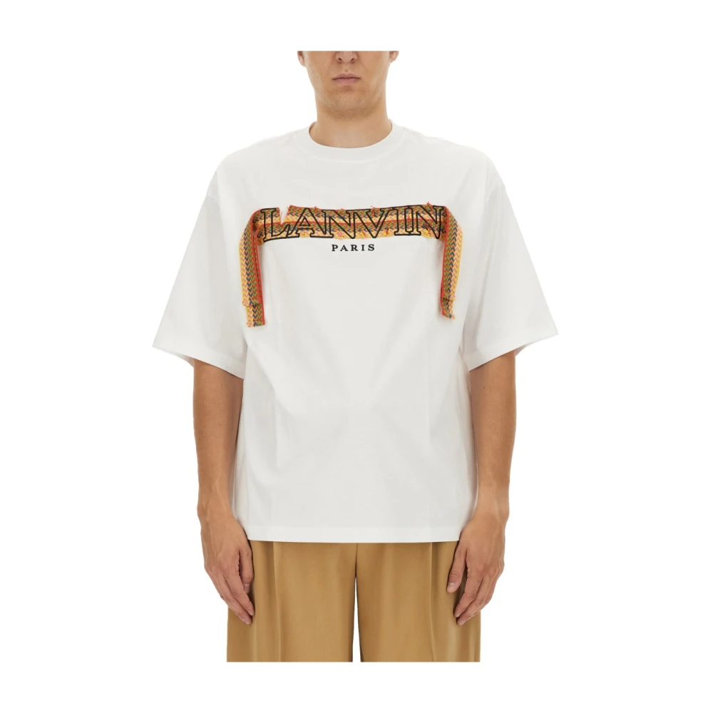 Lanvin Logo Oversize Katoenen T-Shirt White Heren