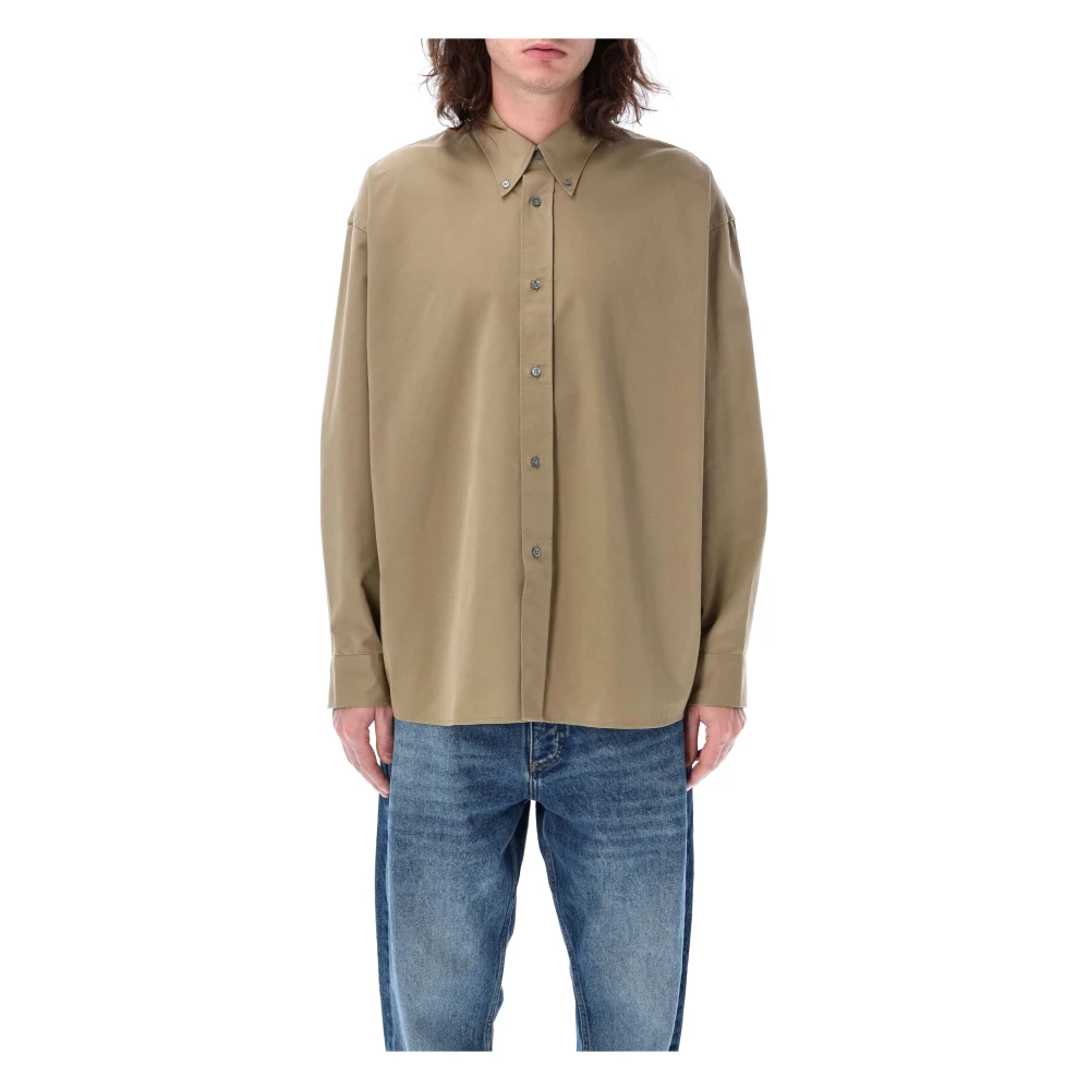 Studio Nicholson Beige Technische Twill Overhemd Beige Heren