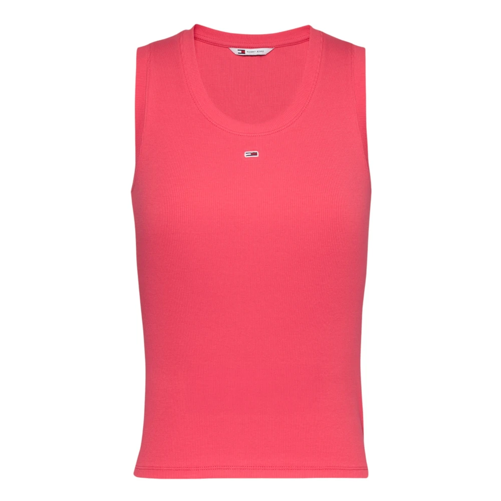 Tommy Jeans Koraal Mouwloze Ronde Hals Top Red Dames