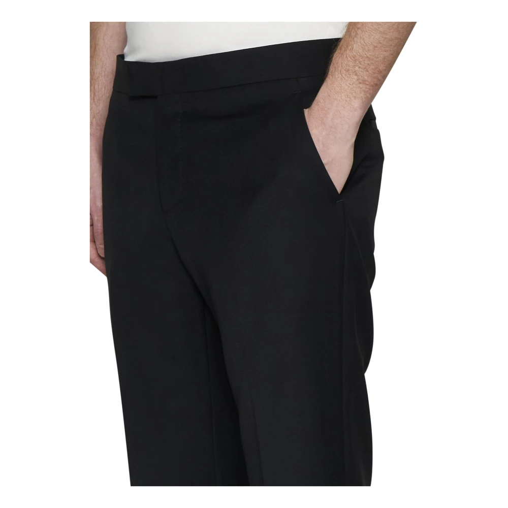 Lardini Zwarte Wollen Broek Taps Toelopende Pijp Black Heren