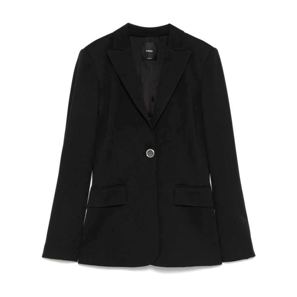 Pinko Zwarte Geknoopte Jas met Klepzakken Black Dames