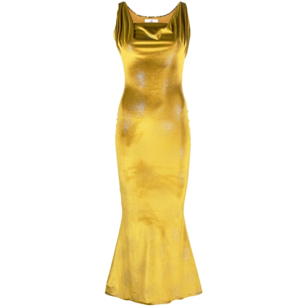 Vivienne Westwood Gouden Satijnen Jurk met Kristalversiering Yellow Dames