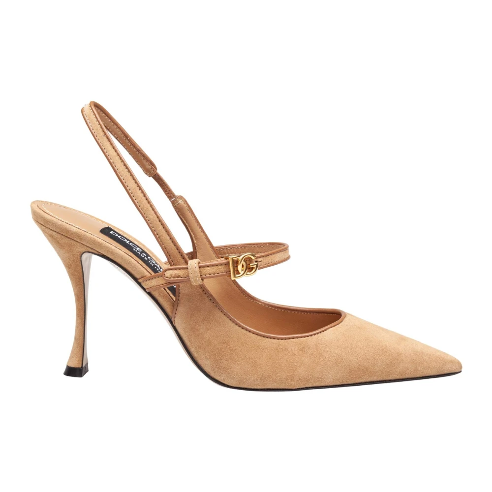 Dolce & Gabbana Donna Beige - Camel Suede E Nappa Slingbacks - Shoes - 40 Eu