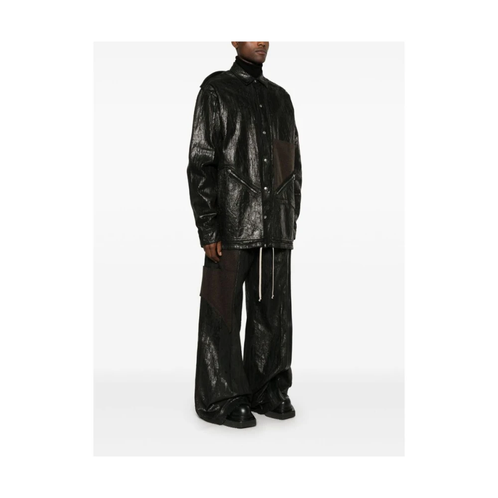 Rick Owens Zwarte Denim Jas met Megacrust Details Black Heren
