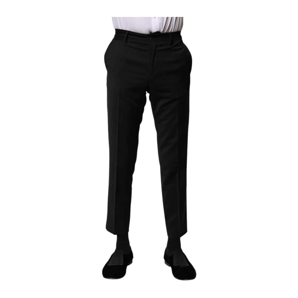 Dolce & Gabbana Men's Black Suit Trousers, Xs, Wool Cropped Formal Trousers