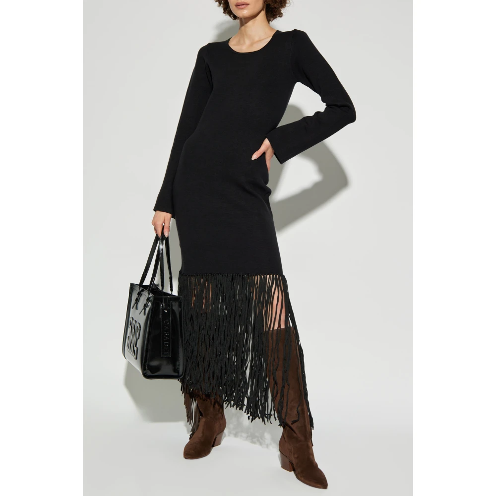 Munthe Jurk met franjes Black Dames