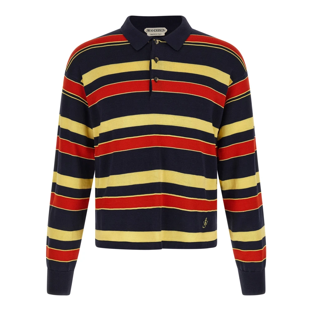 Jw Anderson Men's Knitted Striped Rugby Polo Top