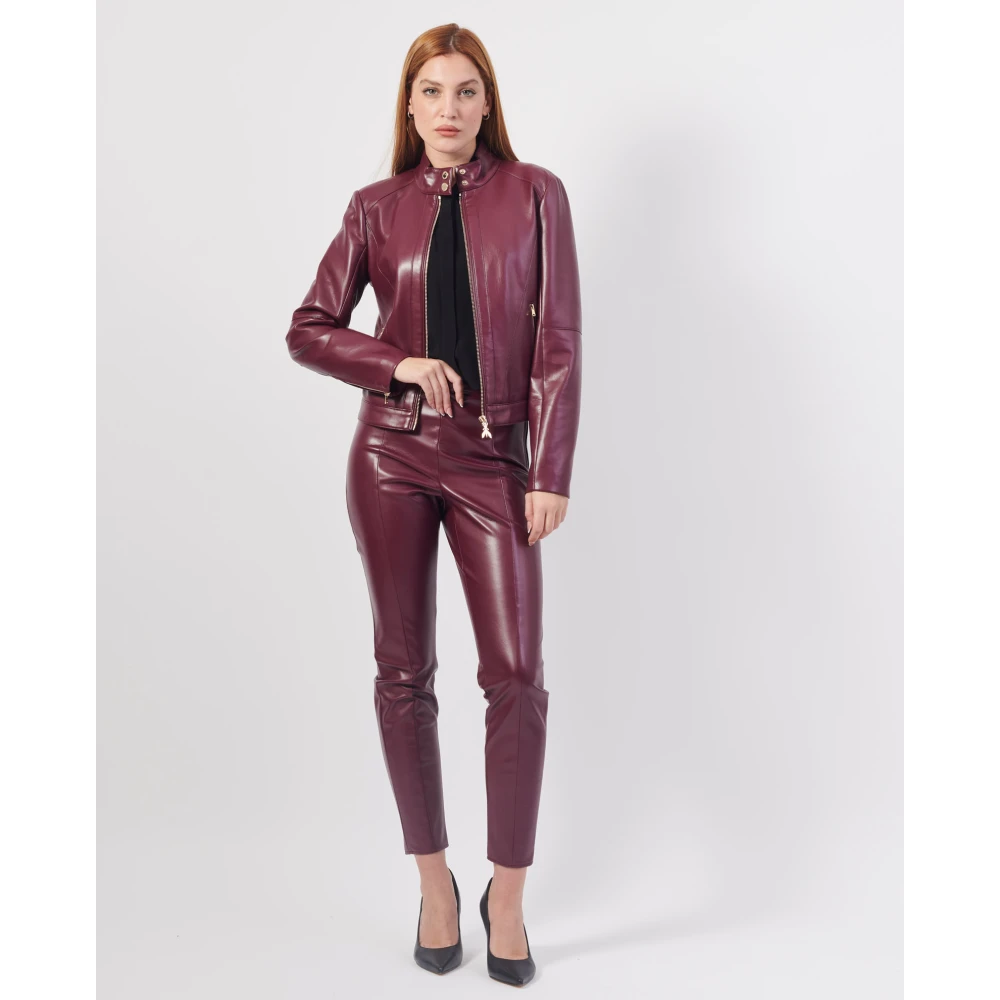 PATRIZIA PEPE Paarse Eco-Leren Jas Purple Dames