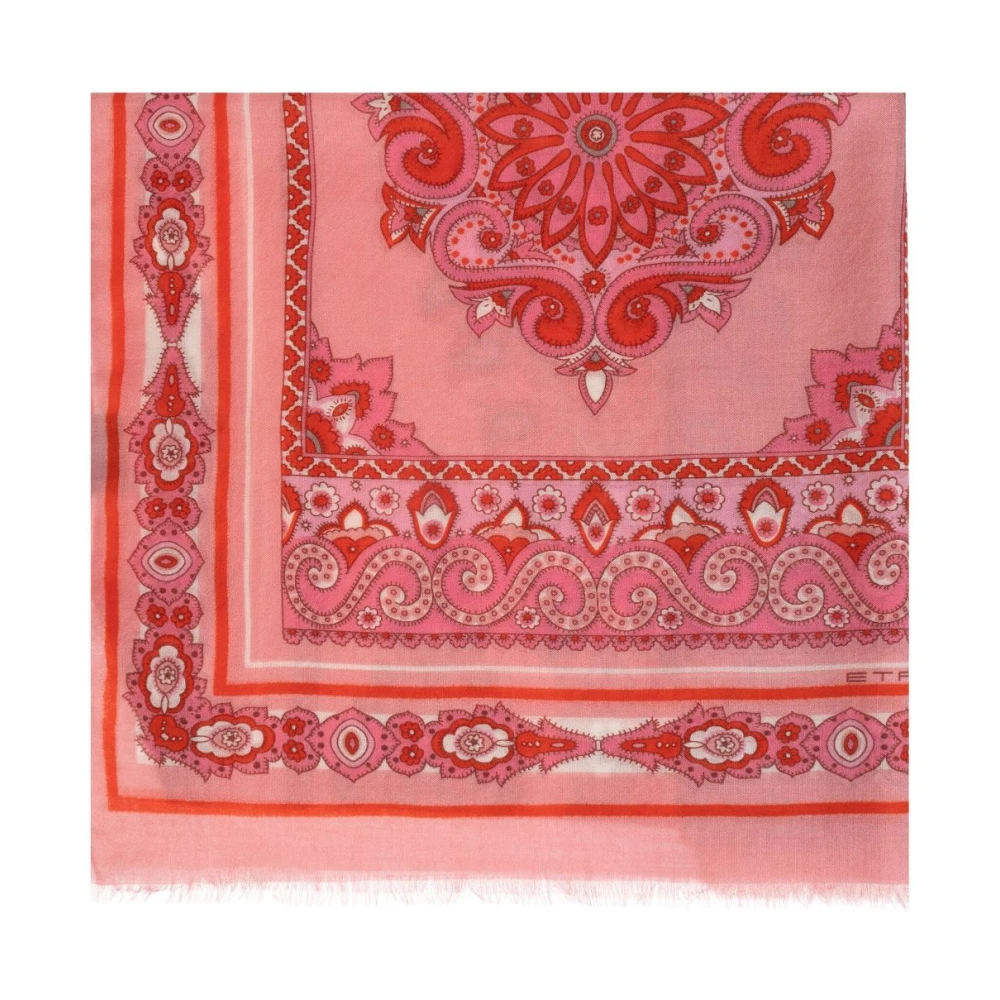 ETRO Roze Rafelrand Vierkante Sjaal Pink Dames