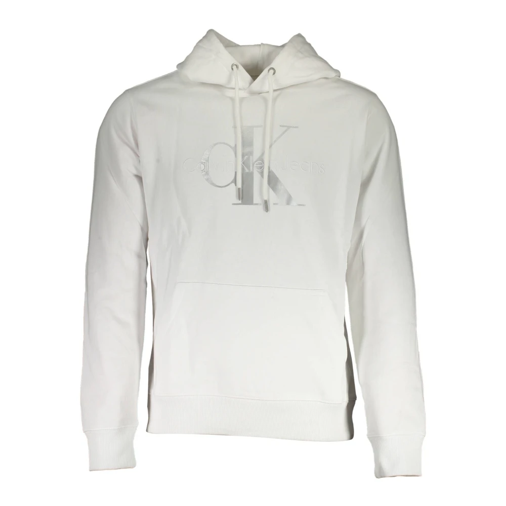 Calvin Klein Men's White Hoodies, 2XL, Cotton Hooded Jumper