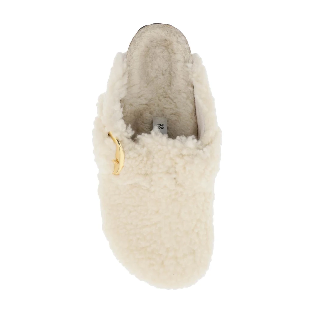 Birkenstock Shearling Boston Klompen met Grote Gesp White Dames