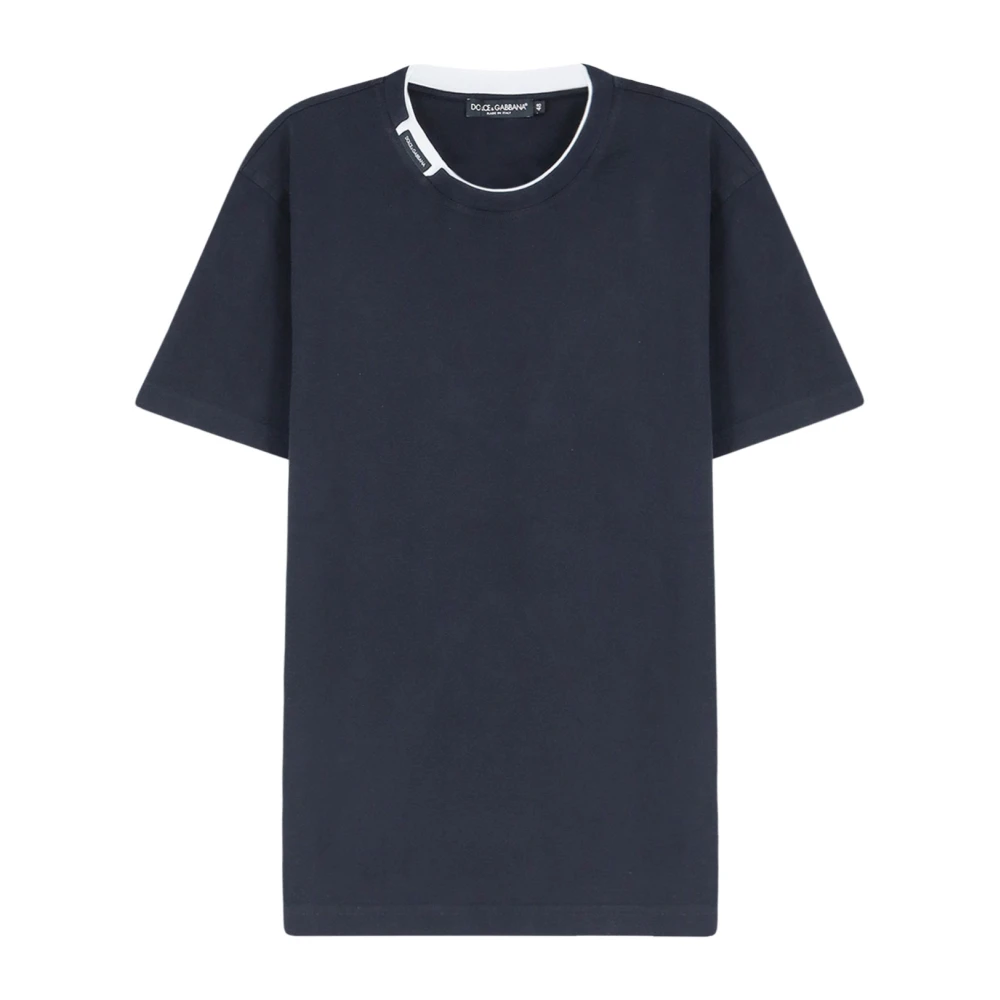 Dolce & Gabbana Blue T-Shirts, Male, Xl, Crew-Neck T-Shirt