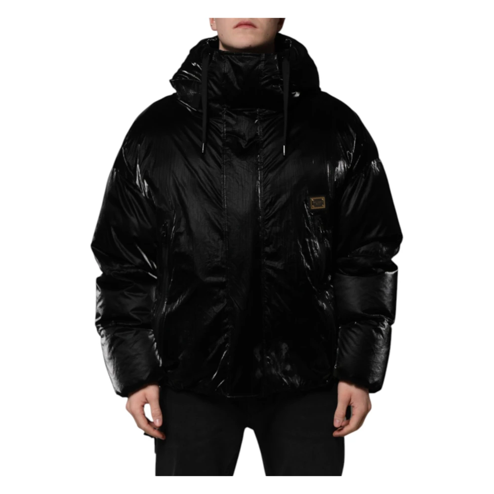 Dolce & Gabbana Men's Black Winter Jackets, 2XL, Quilted Hooded Jacket
