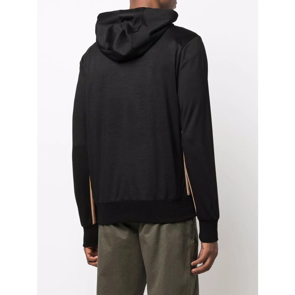 PS By Paul Smith Zwarte Zip Hoodie met Strepen Black Heren