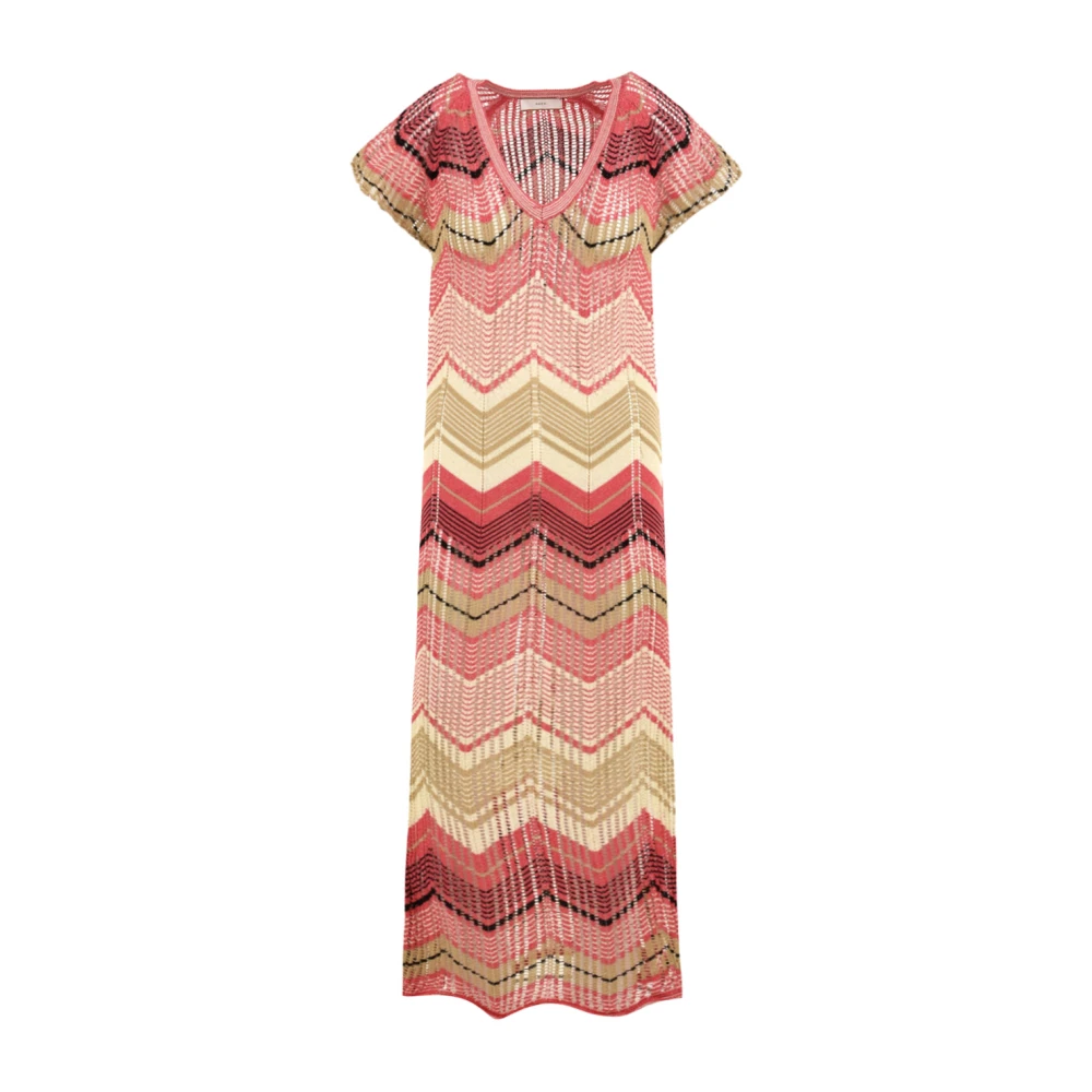 Akep Women's Multicolor Long Pointielle Dress With V-Neck - Maxi Dresses - Xs - Dresses