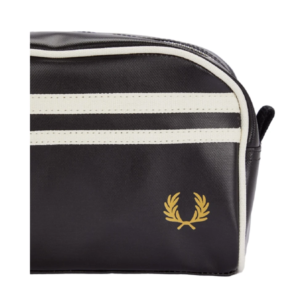 Fred Perry Zwarte Polyester Beauty Case met Mat Zwart Metalen Details Black Heren