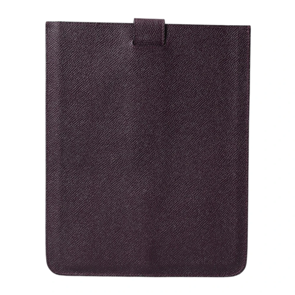 Dolce & Gabbana Logo Plaque Leren Tablet Sleeve Hoes Brown Dames