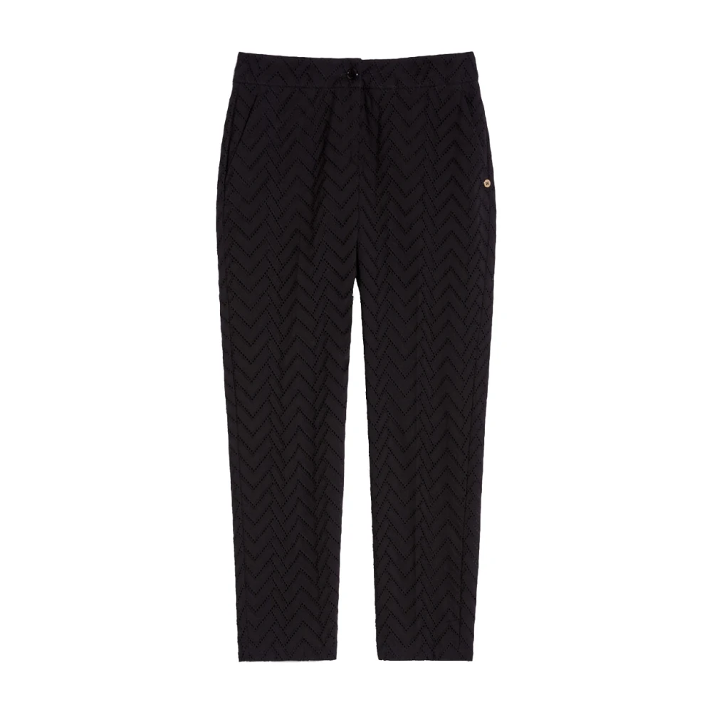 Pennyblack Geometrisch Geborduurde Katoenen Broek Black Dames