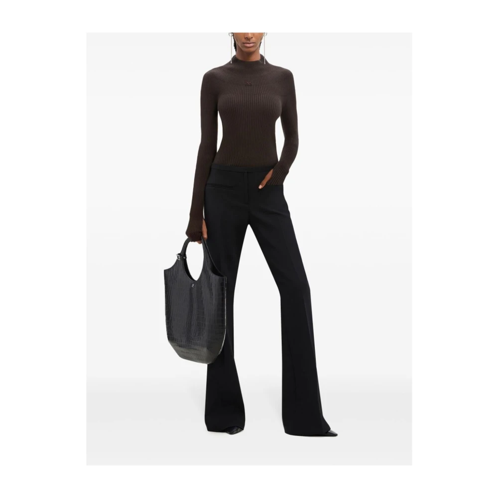 Courrèges Bruine Geribbelde Bodysuit met Hoge Hals Brown Dames