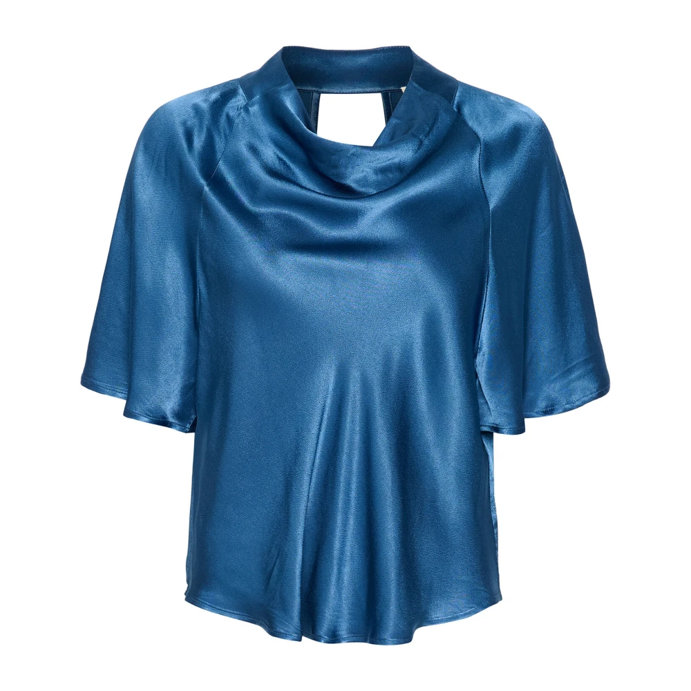 Soaked in Luxury Gedrapeerd 3 4 Mouw Blauwe Blouse Blue Dames