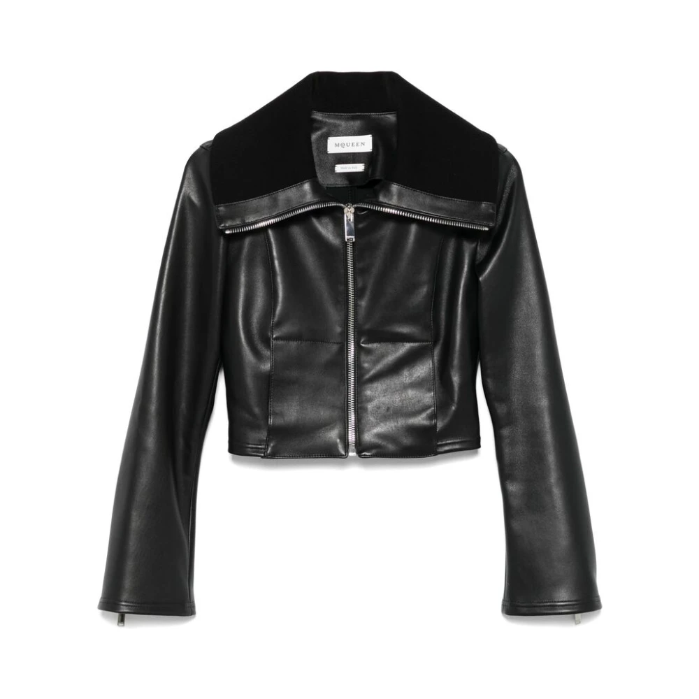 Alexander mcqueen Zwarte Geribbelde Ritsjas Black Dames