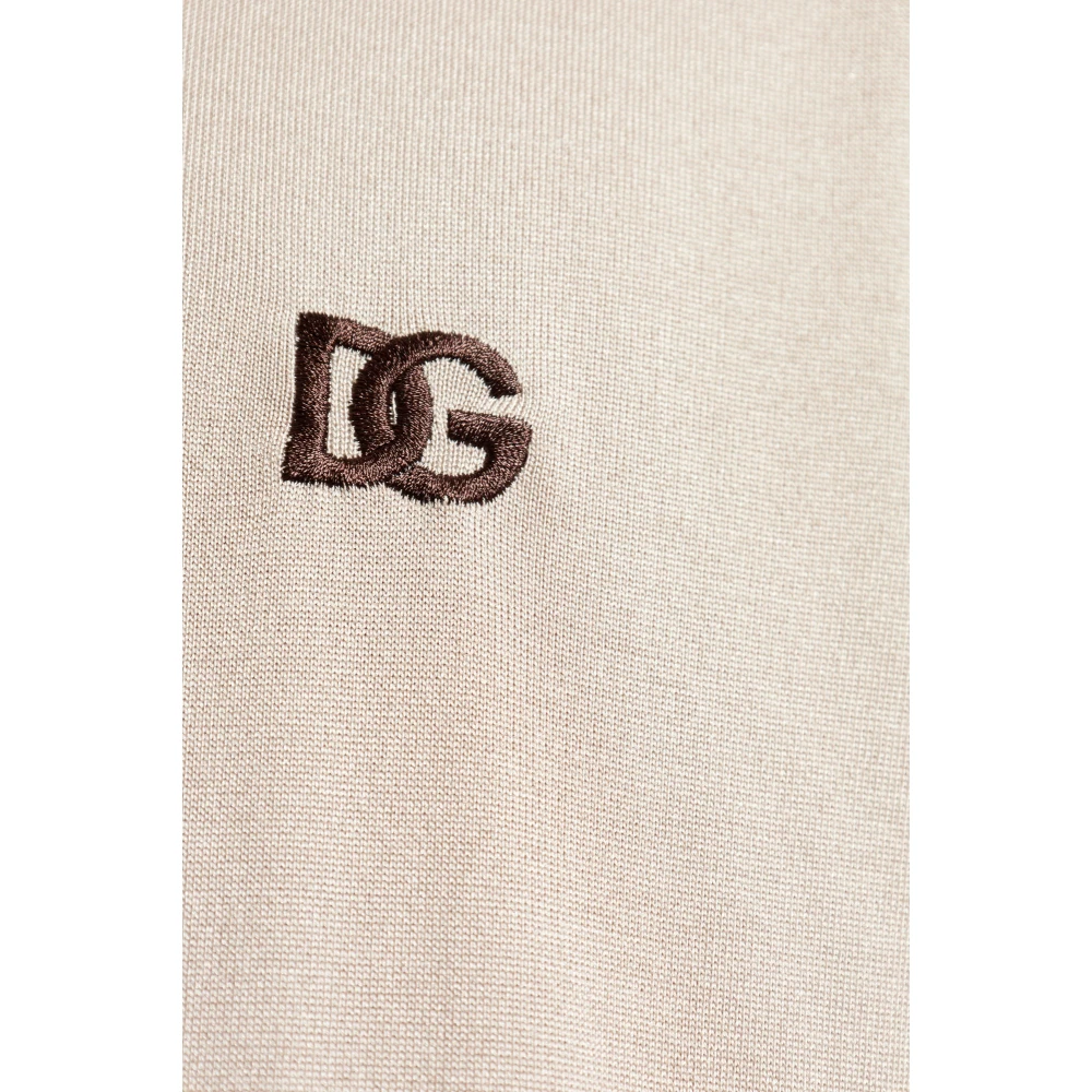 Dolce & Gabbana Polo met geborduurd logo Beige Heren