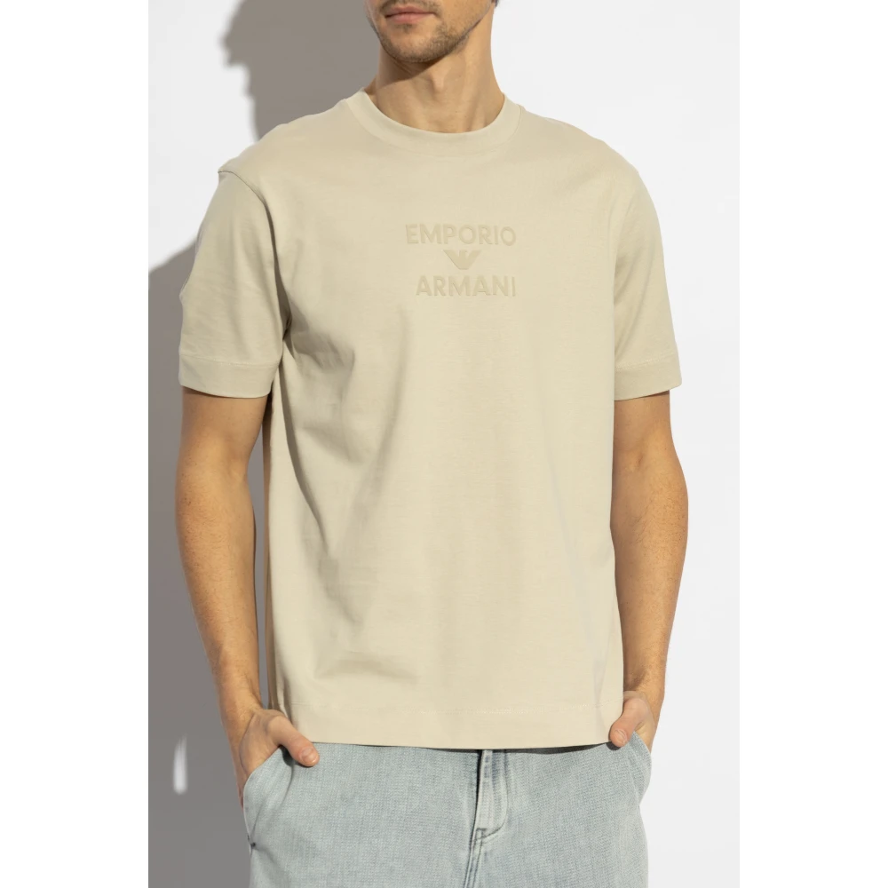 Emporio Armani T-shirt met logo Beige Heren