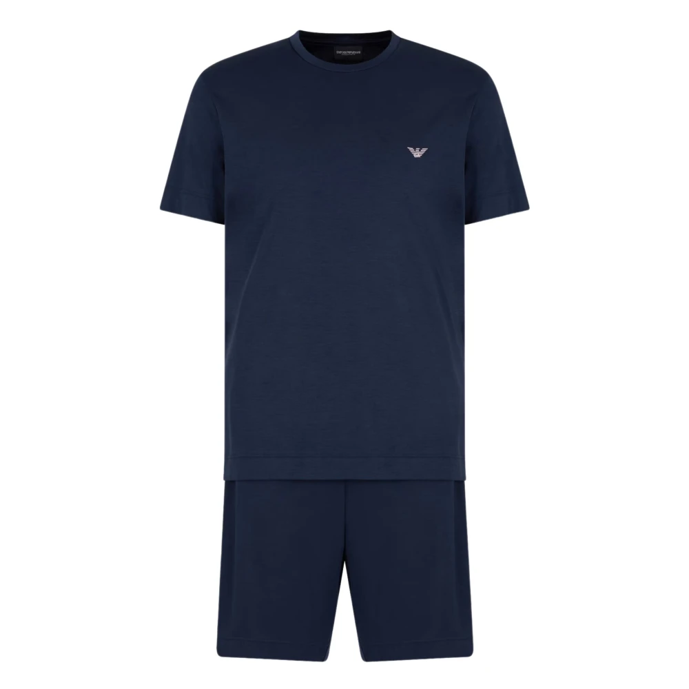 Emporio Armani Mannelijk Blauw Katoenen Jersey Pyjamaset