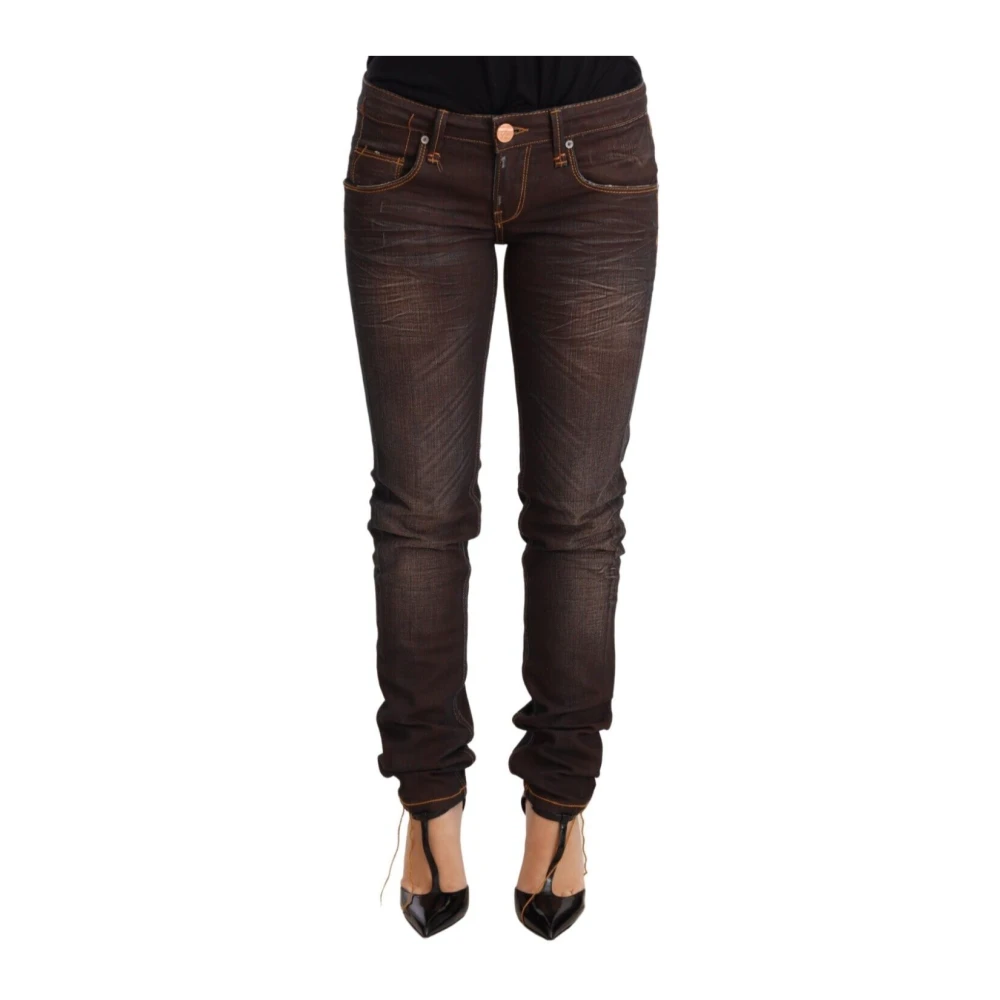 Acht Donna Marrone Jeans Skinny A Vita Bassa