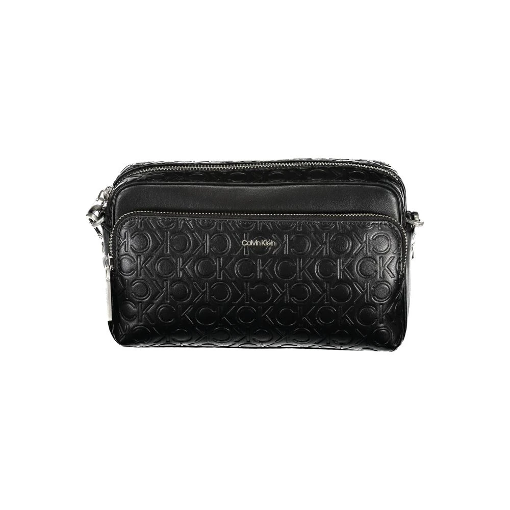 Calvin Klein Zwarte Polyester Schoudertas met Rits Black Dames