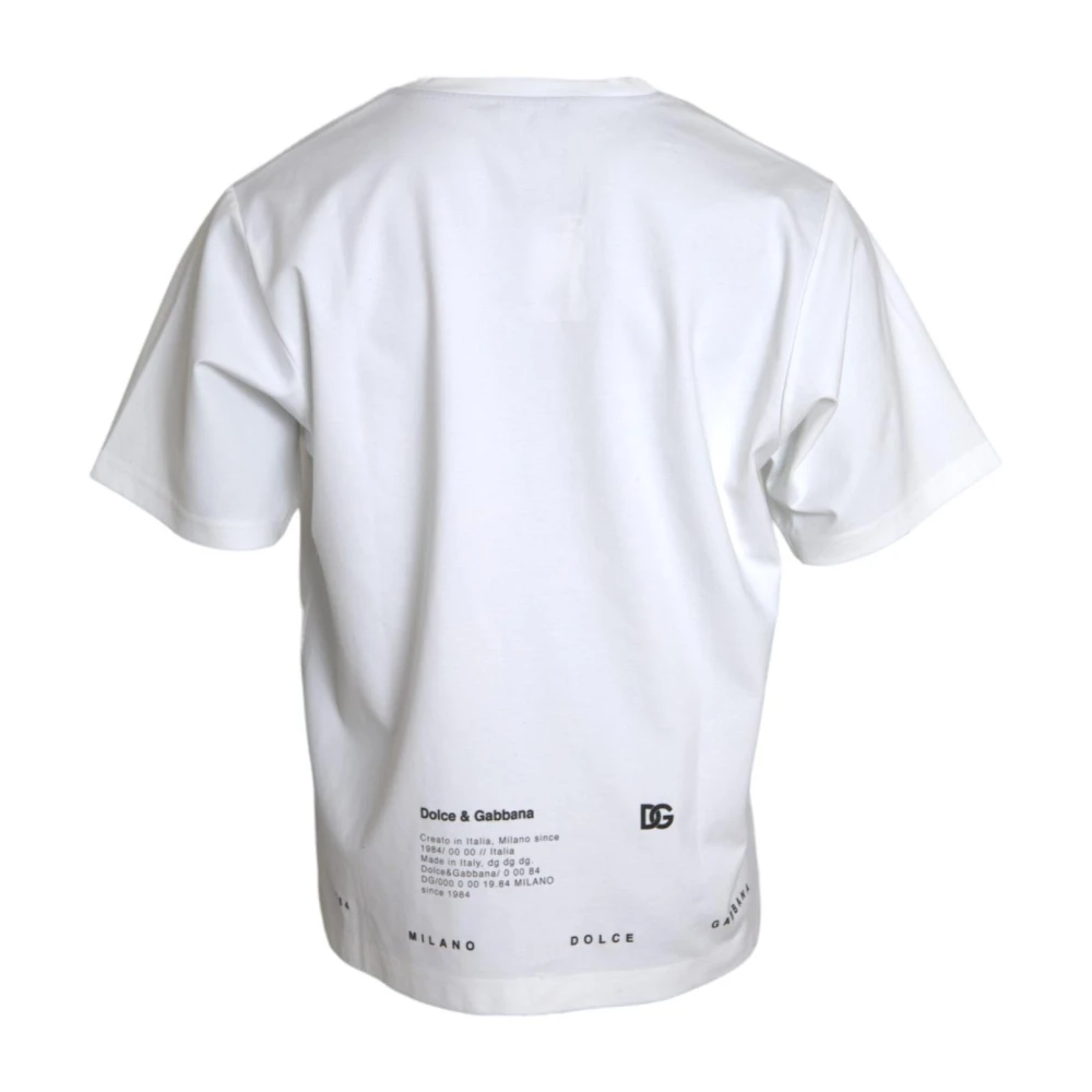 Dolce & Gabbana Wit Lips Print Crew Neck T-Shirt White Heren
