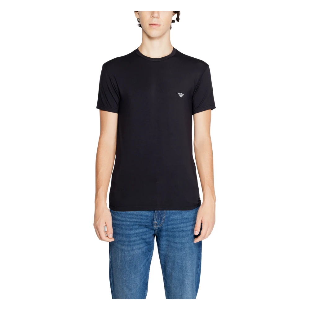 Emporio Armani Zwarte ronde hals T-shirt Herfst Winter Black Heren