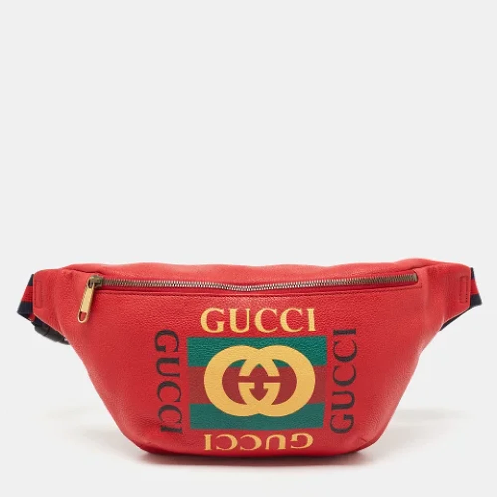 Gucci Vintage Pre-owned Leather gucci-bags Red Heren