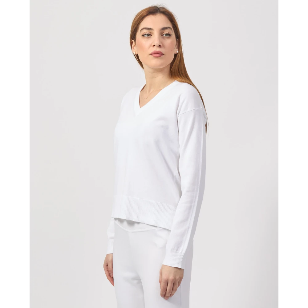 K-way Witte Katoenen Crop Sweater White Dames