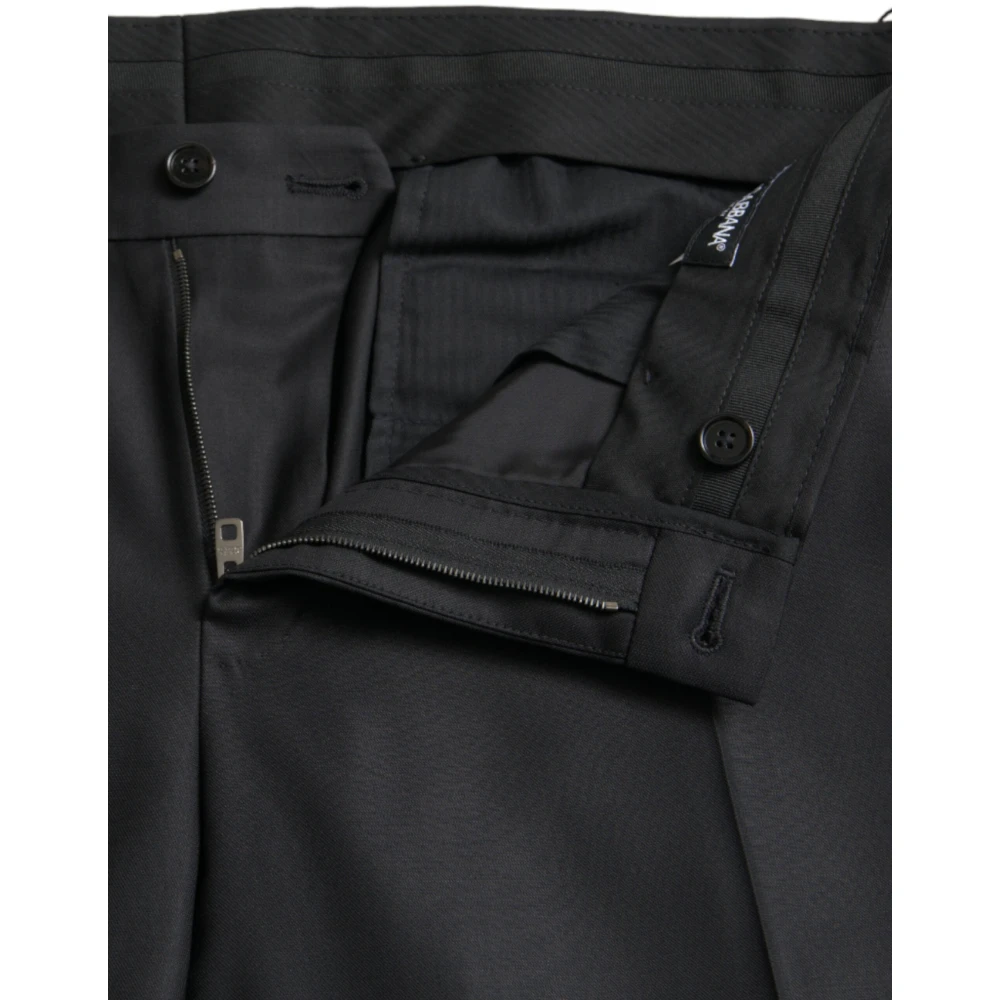 Dolce & Gabbana Zwarte wollen en zijden pantalon Black Heren