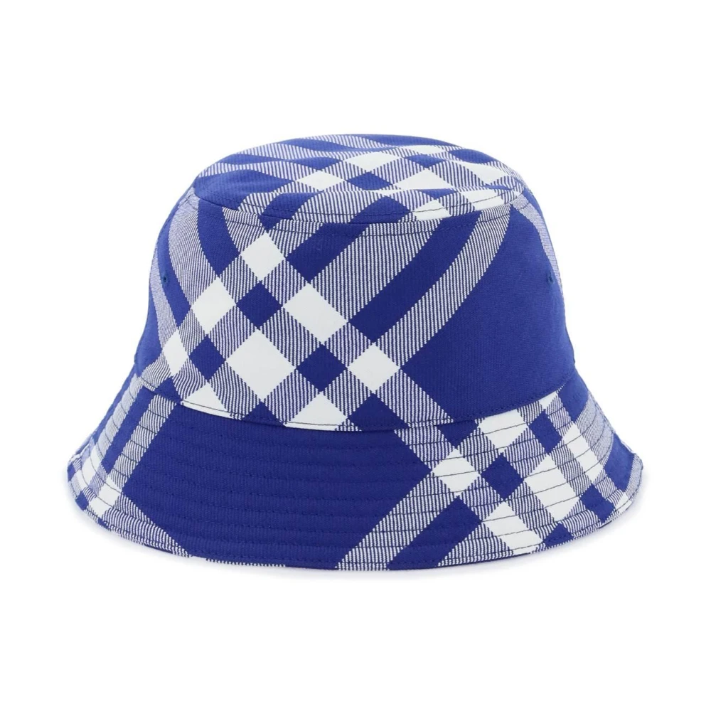 Burberry Check Bucket Hat Blue Heren