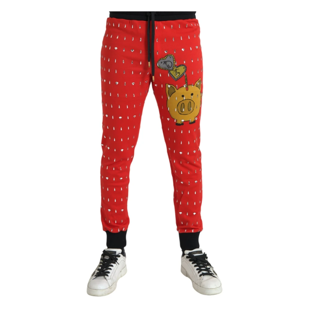 Dolce & Gabbana Men's Red Pig Year Jogger Joggers - Sweatpants - M - Trousers