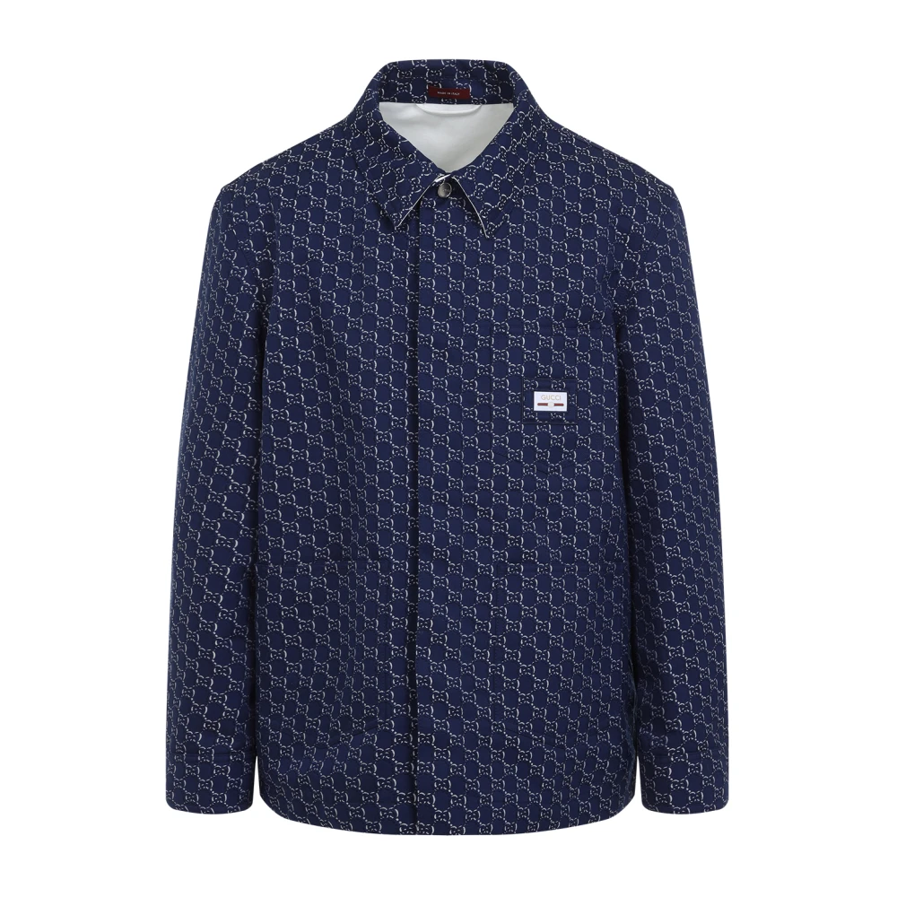 Gucci Blue Gg Logo Cotton Shirt - Male - Casual Shirts - L - Shirts