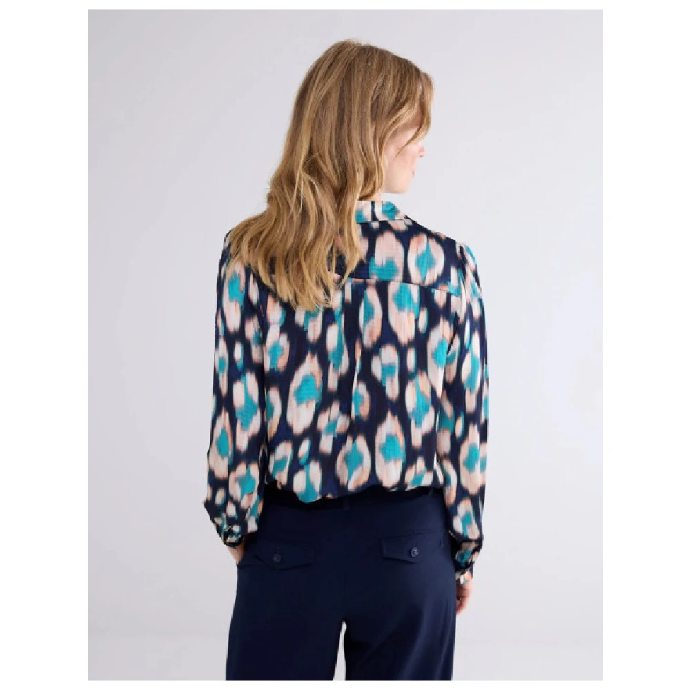 Summum Woman Ikat Blouse met Ruches Blue Dames
