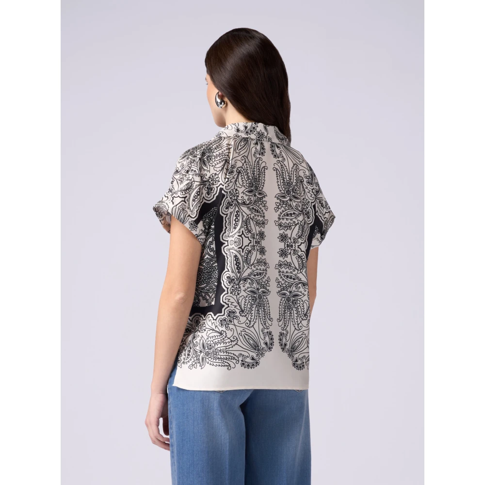 Oltre Fantasie satijnen blouse Multicolor Dames